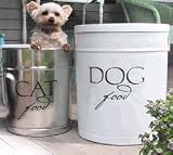 Cat Food Storage Tin Canister - White Small
