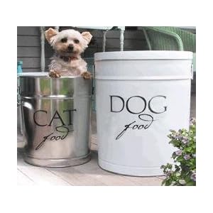 Cat Food Storage Tin Canister - White Small