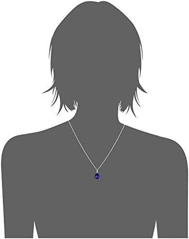 18K White Gold Plated Sterling Silver Natural Lapis-Lazuli Water Drop Pendant Necklace, 18"