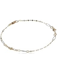 14k Two Tone Gold Italian Dolphin Anklet, 9.5"