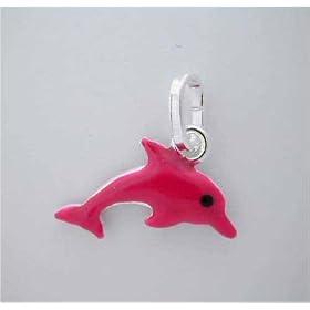 Silver Red Enamel *DOLPHIN CHARM ITALY -Cute
