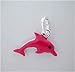 Silver Red Enamel *DOLPHIN CHARM ITALY -Cute
