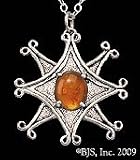 Gemstone Compass Sterling Silver Pendant Necklace Includes an 18" silver cable chain, Amber Gemstone-Vampire Jewelry med-02