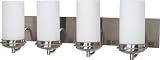 Nuvo Lighting 60/497 Polaris 4-Light Vanity with White Opal Glass Shade, Brushed Nickel