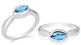 Marquise Cut London Blue Topaz Ring Sterling Silver