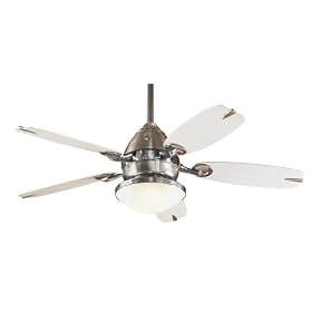 Hunter Fans 25753 48" The Retro Contemporary Indoor Brushed Nickel Ceiling Fan w/ Light & Blades