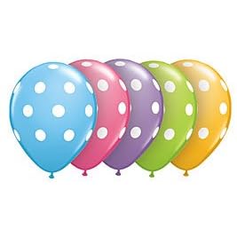 12 Polka DOT Latex Balloons Bright Festive Colors Party Blue, Green, Pink, Yellow, Lavender