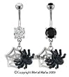 SPIDER WEB AND BLACK SPIDER BELLY RING BNASPDR2CL- CLEAR