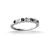 14K White Gold Genuine Round Black Onyx and Diamond Ring