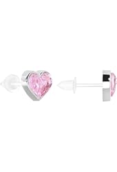 Acrylic Pink Heart Plastic Stud Earrings