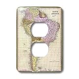 Florene Vintage - Old South America Map - Light Switch Covers - 2 plug outlet cover