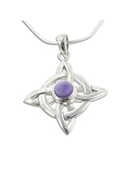 Wheel of Being Celtic Knot Northstar and Genuine Amethyst Sterling Silver Pendant 18" Necklace