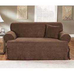 Chocolate Soft Suede One Piece Tcushion Sofa Cover