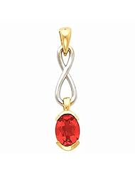 18K Two-Tone Gold Oval Cut Chatham Created Ruby Pendant -- LIFETIME WARRANTY