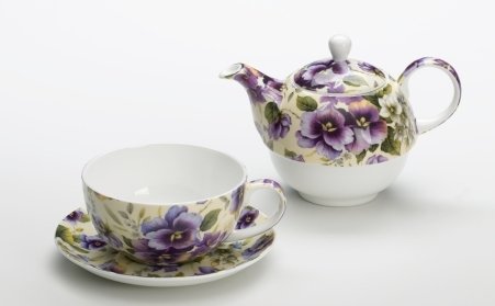 Royal Old England Teeservice für 1 P. Stiefmütterchen, in Geschenkbox