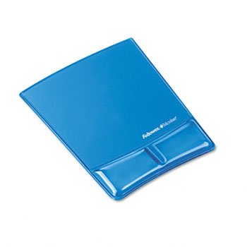 New Fellowes Gel Wrist Support W/Attached Mouse Pad Blue Antimicrobial Protection Transparent Cover