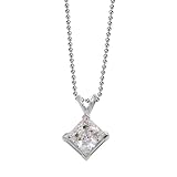 Authentic Diamond Color Princes Cut Cubic Zirconia 1.00 Carat Total Weight Solitaire Pendant, (Chain Not Included) Comes with a Gift Box and Special Pouch.