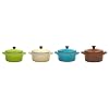 Le Creuset Les c�ramiques coffret de 4 mini cocottes rondes Kiwi/Dune/Bleu Caribes/Ch�taigne 10cm 91006900125000