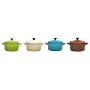 Le Creuset - Set 4 mini - cocottes - Kiwi/Dune/Bleu Caribes/Châtaigne - 91006900125000