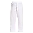 White Unisex Lightweight Fleece warmup tie cord cotton pants for lounging, sleep, sports. Unisex relaxed fit,