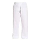 White Unisex Lightweight Fleece warmup tie cord cotton pants for lounging, sleep, sports. Unisex relaxed fit, available in 3 Youth sizes
