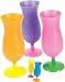 6 Tropical Neon Luau Mardi Gras Hurricane Party Glasses