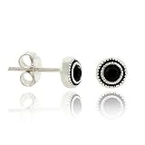 Image of Black Rhinestone Sterling Silver Bezel Set Stud Earrings