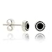 Black Rhinestone Sterling Silver Bezel Set Stud Earrings