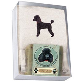 Single Gift Box with Poodle Black Soap and Towel