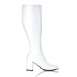 Womens Knee High Boots White GOGO 3 Inch WIDE CALF Sexy Block Heel Knee Boot