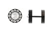 Black Anodized Stainless Steel Fake Plug - Black with CZs - 16g Wire Stud - 00g - Sold as a Pair