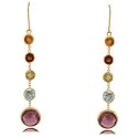 New Yellow Gold French Wire Earrings w Multi Gemstones