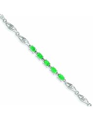 Genuine 14K White Gold White Gold With Diamond And Emerald Gemstone Bracelet 4 Grams Of Gold 100% Satisfaction Guaranteed.