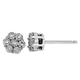 10K White Gold Diamond Stud Cluster Earrings (1/3 Cttw)