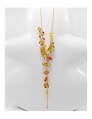 Flower Jade Necklace In Brass
