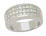 Wide Mosaic Princess White Gold Band