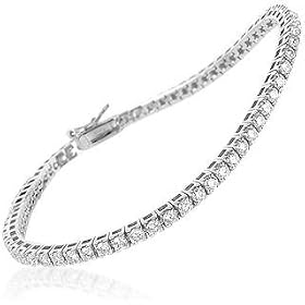 Forzieri Swarovski Crystal and Sterling Silver Tennis Bracelet by Forzieri