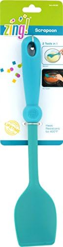 Silicone Scraper Spoon Spatula - The Scrapoon by Zing! In Bright Fun Colors (Teal)