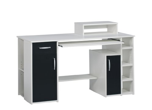 Maja 19293537 Computertisch 1.390 x 915 x 600 mm, wei&szlig; uni - schwarz