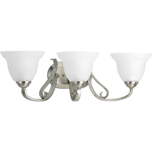 Best Price Progress Lighting P2883-09 3-Light Bath Bracket with Etched White Glass, Brushed Nickel