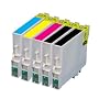 MoreInks T0715 / T0896 + Black Multipack - 5 Pack Compatible Ink Cartridges for Epson D120 D78 D92 DX400 DX4000 DX4050 DX4400 DX4450 DX5000 DX5050 DX6000 DX6050 DX7000 DX7400 DX7450 DX8400 DX8450 and DX9400F Printers T0711 T0712 T0713 T0714 / TO711 TO712 TO713 TO714 TO715 / T0891 T0892 T0893 T0894