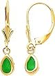 14K Yellow Gold Emerald May Dangle Earrings Jewelry