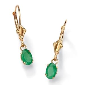 Buy 10k Gold Emerald Drop Pierced Earrings by Palm Beach Jewelry