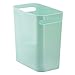 iDesign Una Rectangular Trash Can with Handles, Waste Basket Garbage Can for Bathroom, Bedroom, Home Office, Dorm, College, 12-Inch, Mint Green