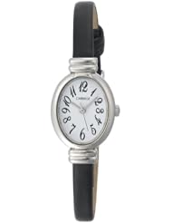 Carriage Womens C3C240 Silver-Tone Oval Case Black Strap Watch