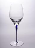 Set Of Four (4) - Romanian Crystal Barware - Blue Stemmed Glassware - Tears And Cheers Design - 15 Oz White Wine Glasses