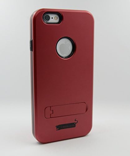 I-Phone 6 (4.7 inch) case, Casewide, Slim & Clear EASEE Series, Back Stand, Heavy Duty, Light weighted, Dual Layer case with polycarbonate outer cover coated with premium soft matt skin and inner TPU/ Anti-shock, cut out to show Apple logo, back stand making viewing hands free (I-Phone 6, Red)