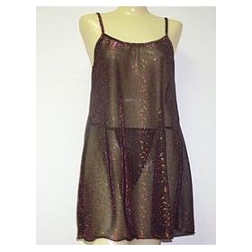 Buy Contessa Di Roma sheer metallic print chemise with matching string bikini by Contessa Di Roma