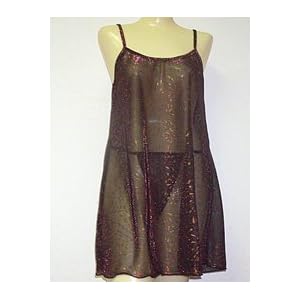 Buy Contessa Di Roma sheer metallic print chemise with matching string bikini by Contessa Di Roma