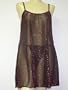Contessa Di Roma Sheer Metallic Print Chemise and Bikini - WINE-XL